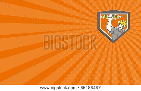 Business Card Electrician Wield Lightning Bolt Side Crest