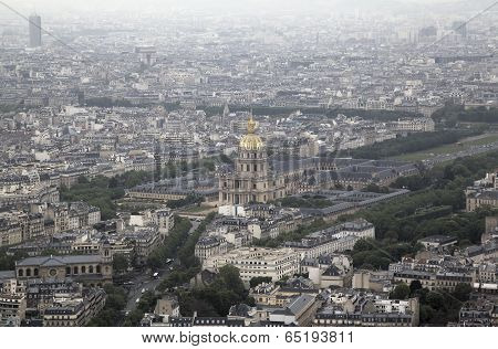 Foggy Paris. View from Monparnas Tower. France