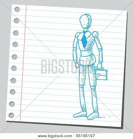 Wooden dummy businessman