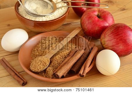 Ingredients for baking apple pie