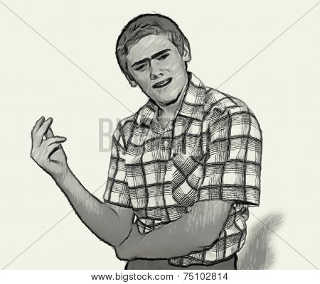 Sketch Teen Boy Body Language - Questioning