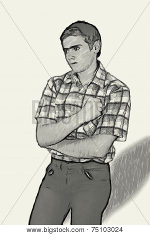 Sketch Teen Boy Body Language -  Frustrated