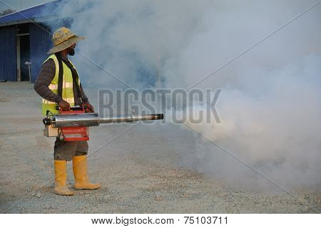 Mosquito fogging at construction site