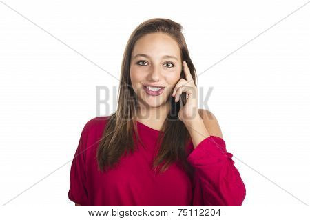 girl talks by mobile phone