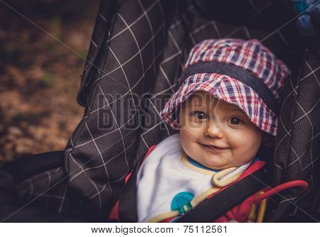 Baby boy in a pushchair