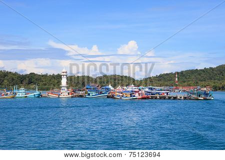 Bang Bao Port Important Pier To Destination Going Hub In Koh Chang Island Trat Province Eastern Of T