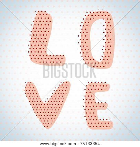 The word love is filled with dots. Vector