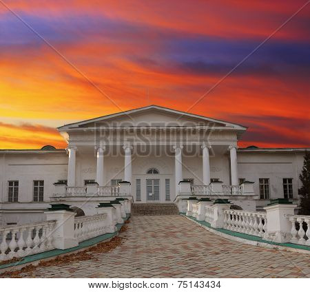 Entrance to the Palace of Sokyryntsi Park in Chernigiv region in Ukraine