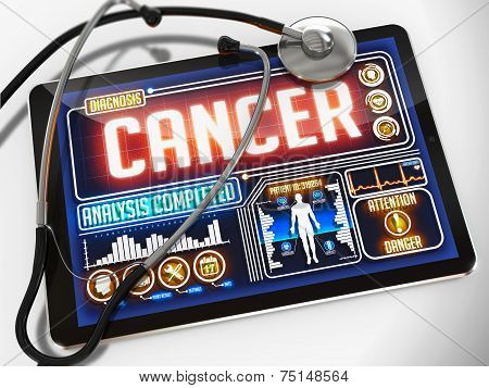 Cancer on the Display of Medical Tablet.