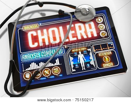 Cholera on the Display of Medical Tablet.