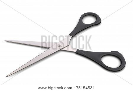 Open Scissors Close-up On A White Background.