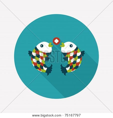 Chinese New Year Flat Icon With Long Shadow,eps10, Chinese Decoration Means 