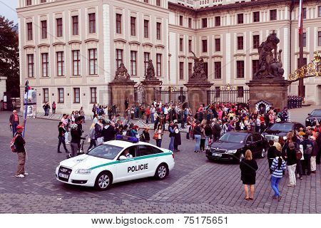 Prague. Soldiers Guard Of Honor Near The Presidental Palace.