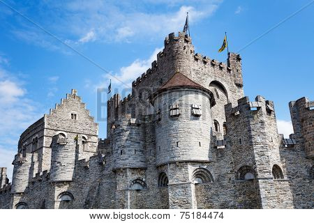 Gravensteen castle in Flemish region of Belgium