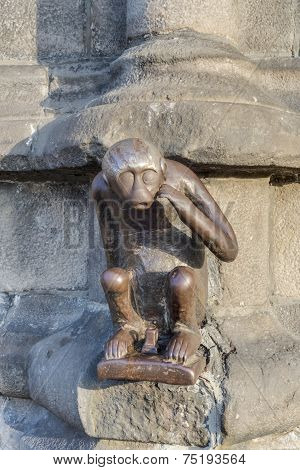 Guardhouse Monkey Statue In Mons, Belgium.