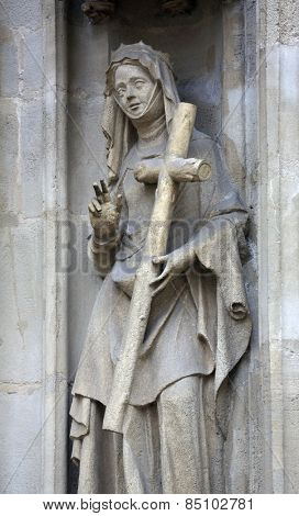 VIENNA, AUSTRIA - OCTOBER 11: Saint Helena of Constantinople facade of Minoriten kirche in Vienna, Austria on October 11, 2014.
