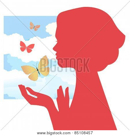 woman butterfiles