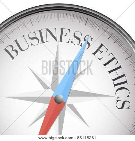 detailed illustration of a compass with business ethics text, eps10 vector