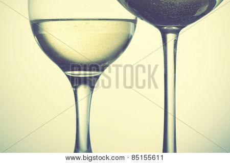 Two glasses of wine. Retro style filtred image