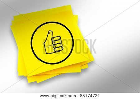 Thumbs up graphic against sticky note