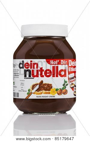 Sarajevo, Bosnia and Herzegovina - March, 10 2015:  Jar of Nutella Hazelnut Spread with 