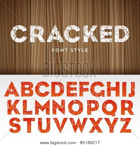 Vector latin alphabet with cracked paint effect