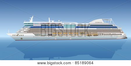 Big cruise ship on gradient background. EPS 10 format.