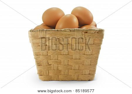 eggs in rattan basket