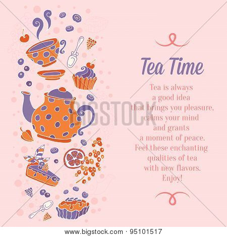 Elegant Set Of Hand Drawn Tea Banners