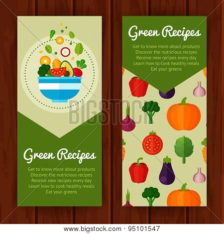 Concept Banners With Flat Vegetable Icons