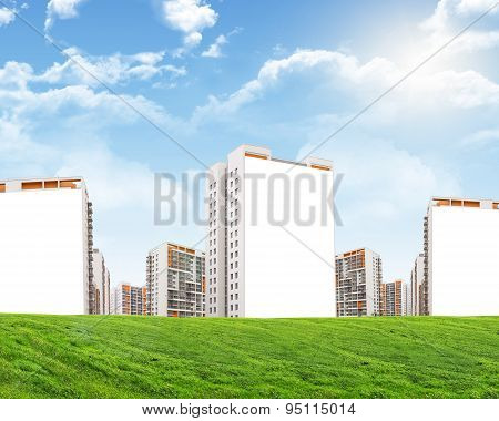 Buildings with blank housefronts
