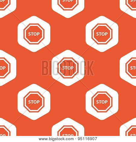 Orange hexagon STOP pattern
