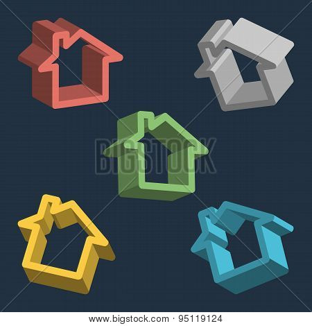 Home, house icon set.