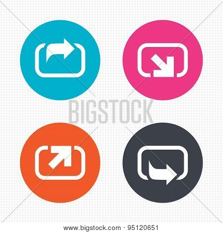 Action icons. Share symbols.
