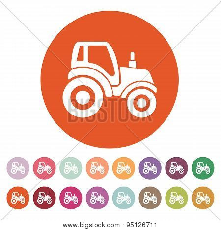 The Tractor Icon. Agrimotor Symbol. Flat