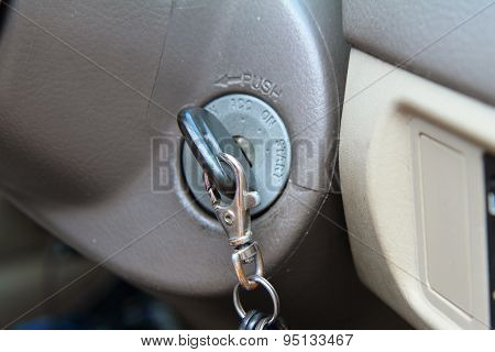 insert key in car key hole