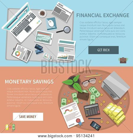 Bank Horizontal Banner Set