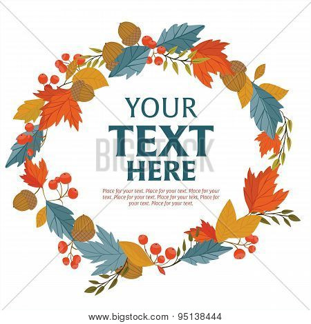 Wreath of autumn leaves.