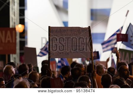 Athens, Greece, 3 July 2015. Greek demonstration in Athens.
