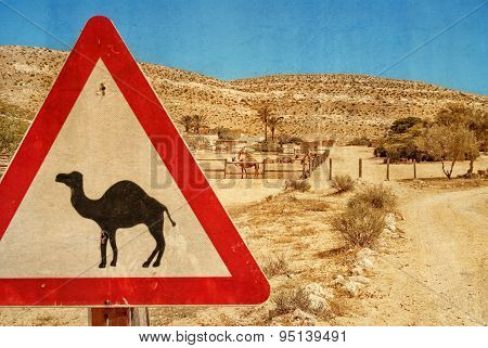 Road Sign - Camel And Corral For Camels.