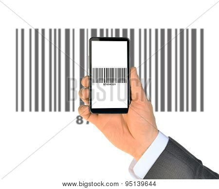 Businessmans hand holding smartphone