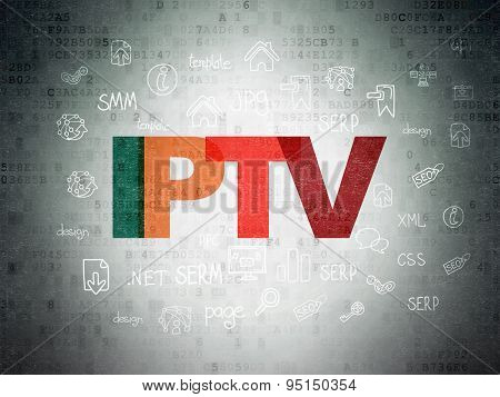 Web design concept: IPTV on Digital Paper background
