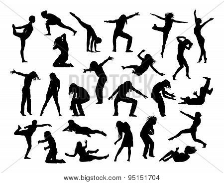 Big Set Of People In Action Silhouettes 1