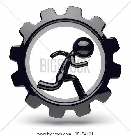 Runner Man Character Gearwheel Gear Wheel Businessman