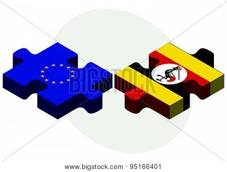 European Union And Uganda Flags