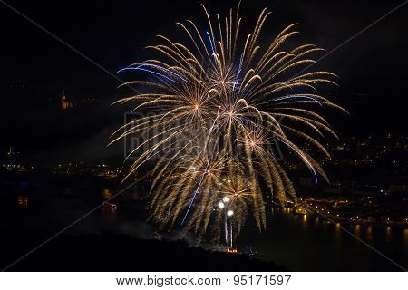 Firework Above The Rhine Valley