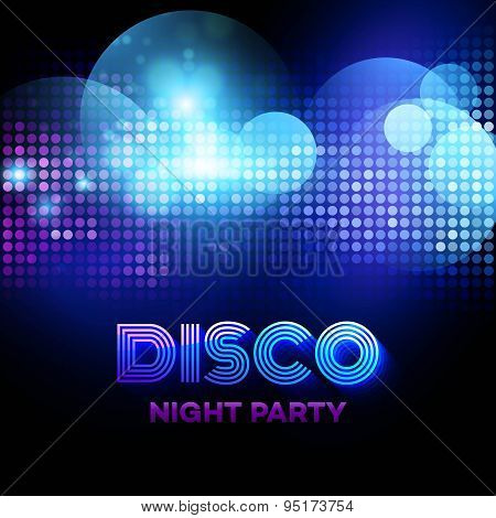 Disco background with discoball. Vector illustration