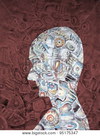 Abstract Acrylic Painting Silhouette Of The Мan