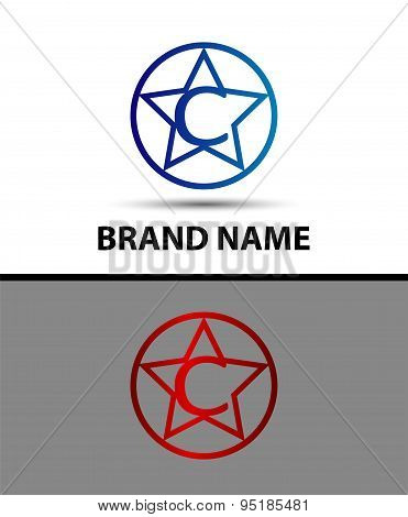 Vector elegant alphabet star element Letter c