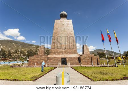 Quito, Ecuador - June, 2014: Middle of the World Monument one of the most visited by tourists from worldwide locations Quito Ecuador.